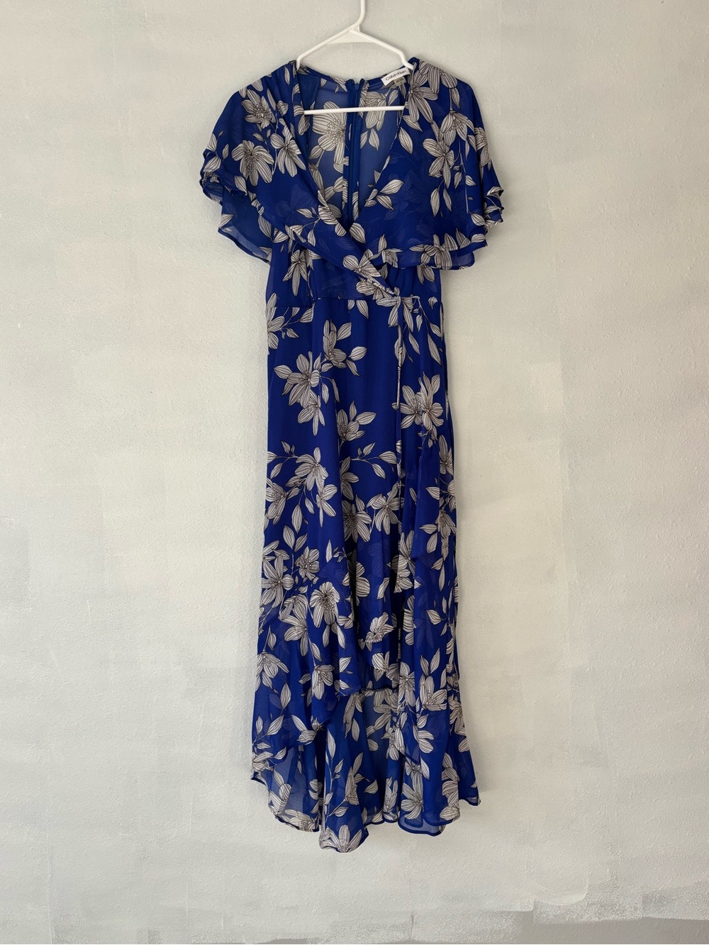 Calvin Klein Blue Floral Wrap Maxi Dress